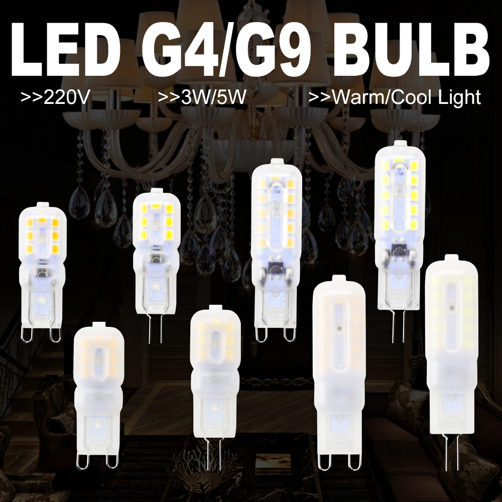 

Dimmable LED G9 3W LED Bulb Candle G4 LED Lamp 5W Corn Bulb 220V Bombillas 2835 Spotlight Chandelier Light Replace Halogen Lamp