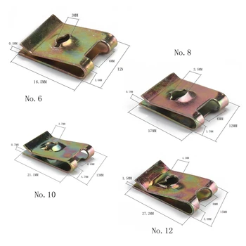 

110PCS Motorcycle Car U Clip Nut Kit Zinc Yellow Speed Fastener No.6/8/10/12 Convenient And Quick Installation