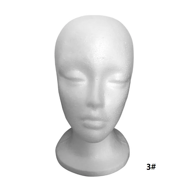 white Foam wig display prop Mannequin Wig Head Display Hat Cap Wig Holder Styrofoam Foam Head wig stand 5