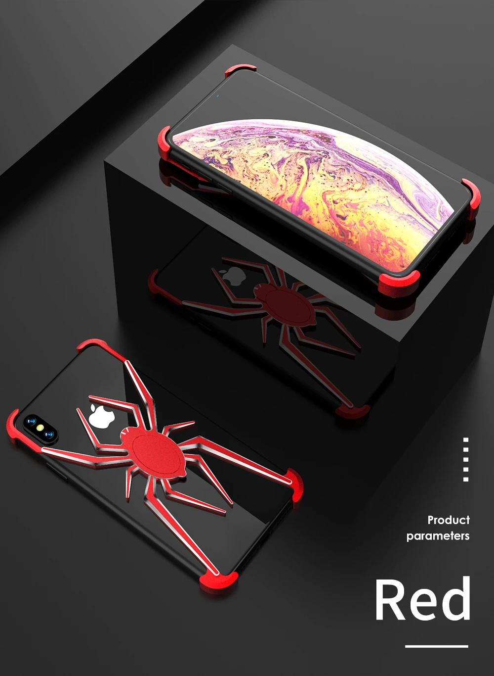 Spider serial Shockproof Armor Phone Back Case For i X XR XS MAX Silicone Hybrid Hard PC Three Proofing Case Cover