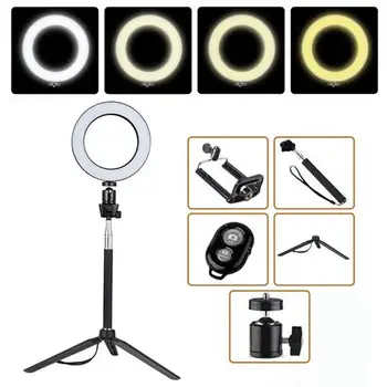 

14.5/16/20cm Dimmable LED Ring Light Studio Camera Phone Photography Selfie Lamp Live Fill-in Light With Tripods Phone Clip