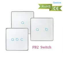 Geeklink FB2 commutateur de rétroaction tactile mural Version britannique 1 2 3 Gang commutateur à distance sans fil Intelligent par IOS Android zéro ligne de feu
