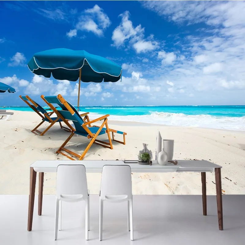 Dropship Photo Wallpaper Blue Sky Love Sea Beach Recliner Mural Living Room TV Background Wall Custom Restaurant | Обустройство дома