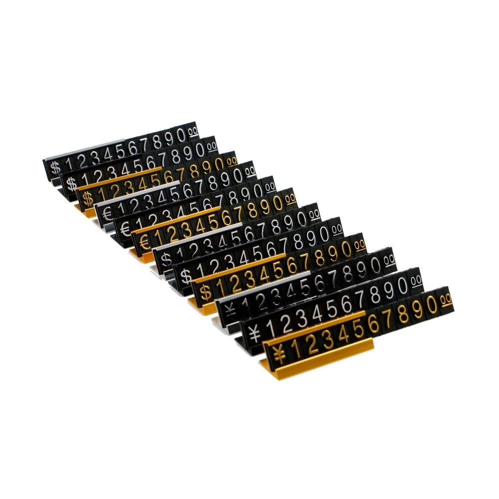 16 Sets Golden Number Letter With Base Adjustable Price Display Stand Tag Label Of Labels | Дом и сад