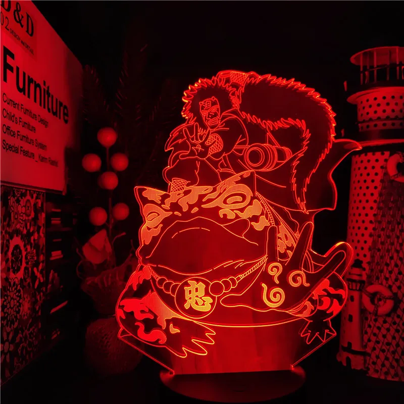 3D Lamp Naruto Jiraiya LED Night Light Manga Home Decoration Lampara Creative Bedside Table Desk Nightlights Bedroom Decor Lampe