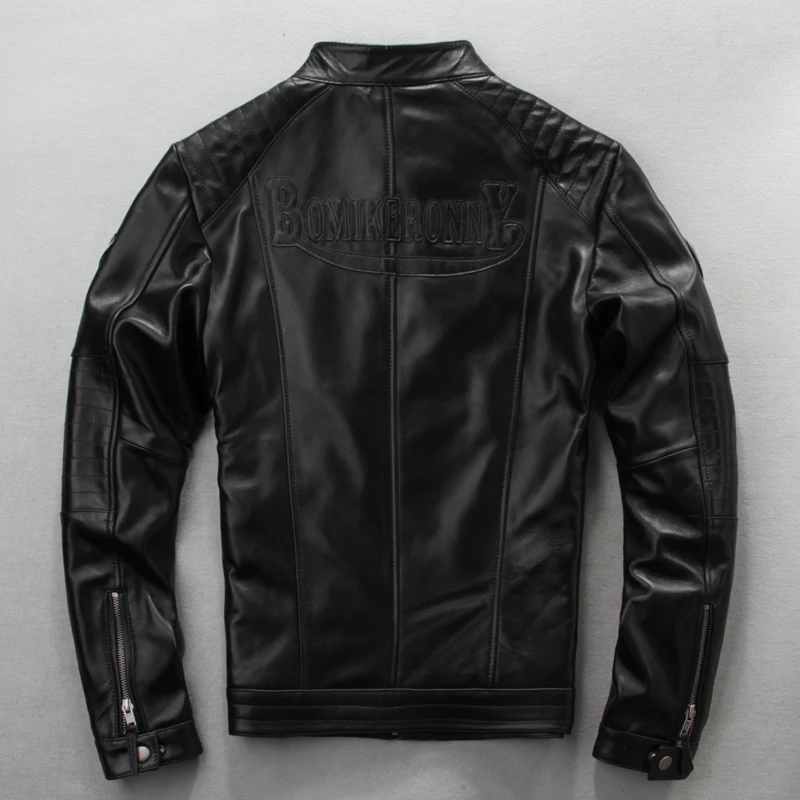 Gratis Verzending. groothandel, Lederen Jas, Motor Biker Jas Voor Man. zwarte Slanke Schapenvacht Jas. verkoop Plus Size Cool
