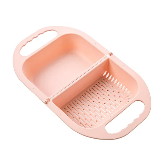 pink Складная корзина для мытья фруктов и овощей, ситечко, дуршлаг, складной Слив с ручкой, кухонные инструменты, корзина для мытья фруктов, новинка - Цвет: pink