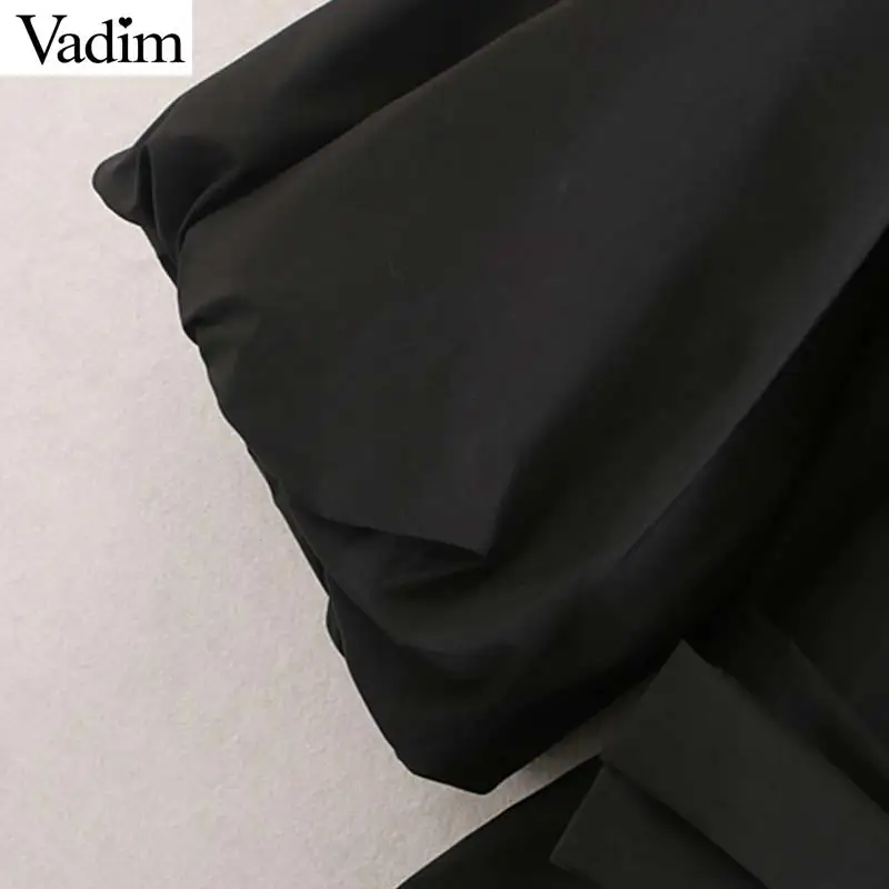 Женское элегантное платье vadim черное миди V шейный галстук бабочка пояса с