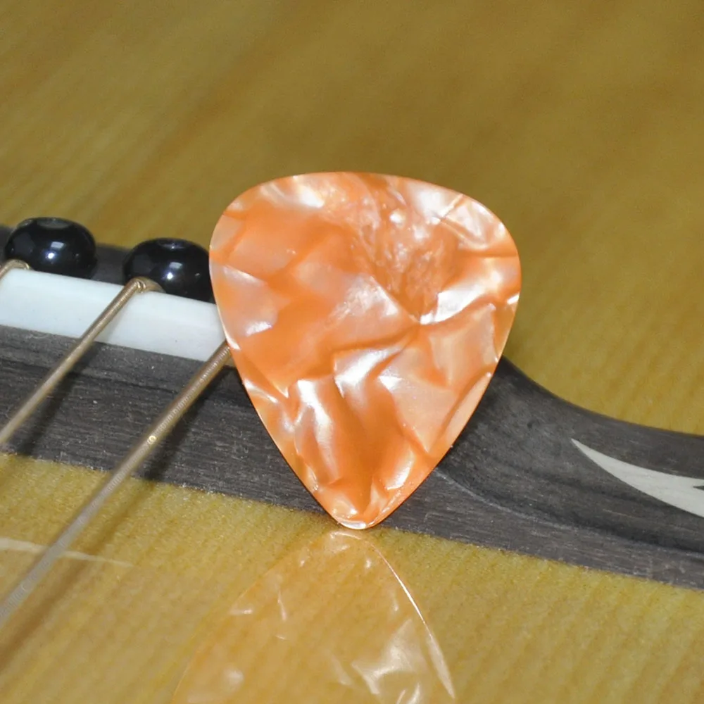 0.46mm 0.71mm Orange Pearl Celluloid Guitar Picks Plectrums 100pcs/lot for Acoustic Electric Guitar Bass