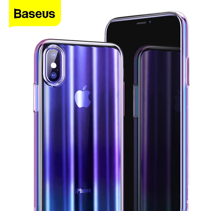 Роскошный чехол Baseus Aurora для iPhone Xs Max XR Чехлы градиентный жесткий пластиковый