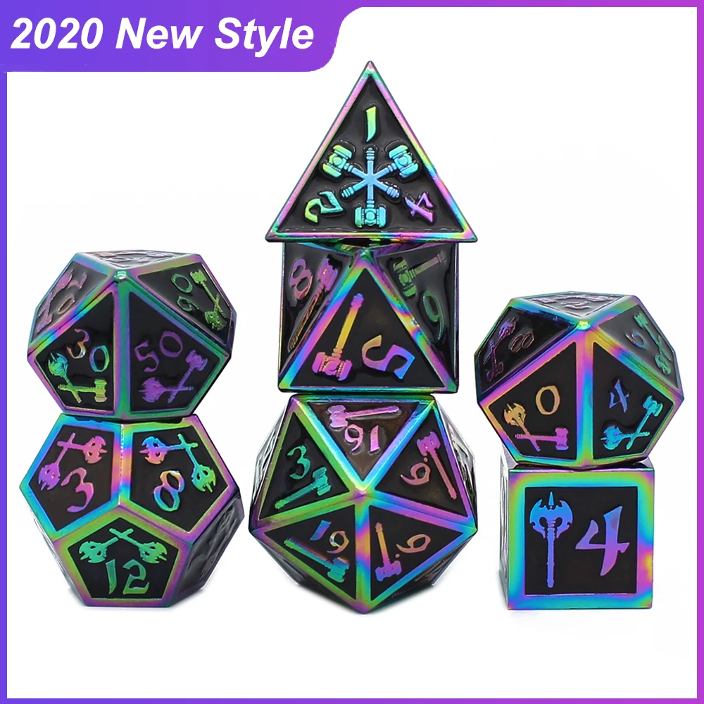 2020 Новый стиль металлические кости ролевые игры MTG игральные кости DnD включают в себя кубика разные цвета D4 D6 D8 D10 D12 D20 кубик для настольной иг...