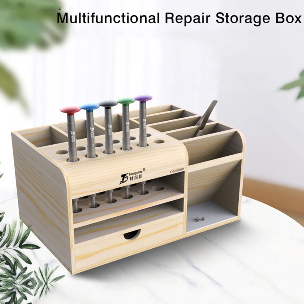 CellPhone Repair Tools Sorting Storage Box with Drawer Wooden Organizer Screwdriver Tweezers Pliers LCD Element Parts Container CellPhone Repair Tools Sorting Storage Box with Drawer Wooden Organizer Screwdriver Tweezers Pliers LCD Element Parts Container