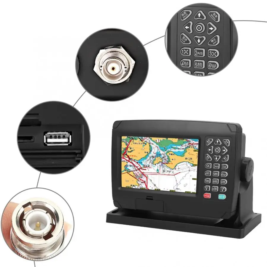 XF-607 7 inch Color Display Marine GPS Navigator Navigation Locator With Chart Antenna 12-36V Marine Boat GPS Navigator