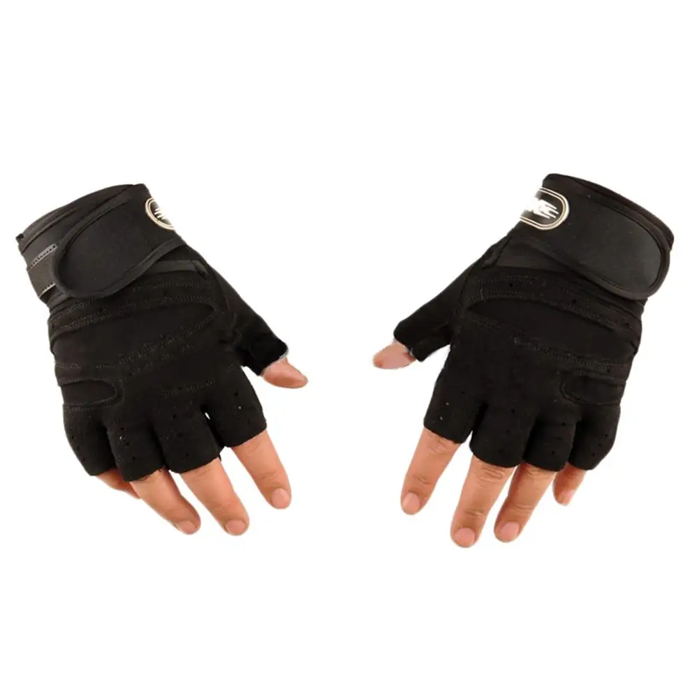 Перчатки для фитнеса перчатки для занятий тяжелой атлетикой для тренировки, бодибилдинга Спортивная кожаная перчатка для мужчин женщин M/L/XL - Цвет: Black M