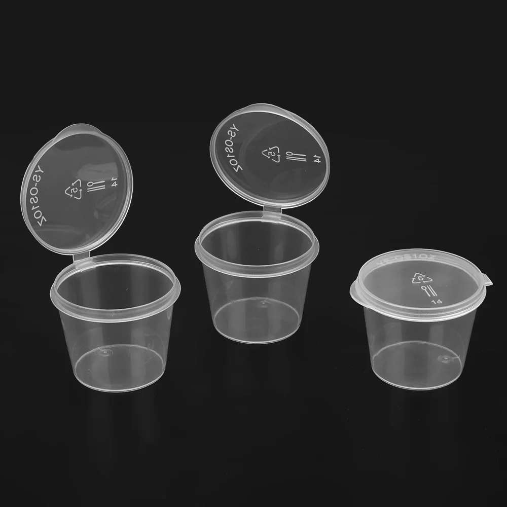 10pcs Kitchen Disposable Plastic Sauce Cup Pot Chutney Container With Lid  Slime Storage Box Case 80ml GGU