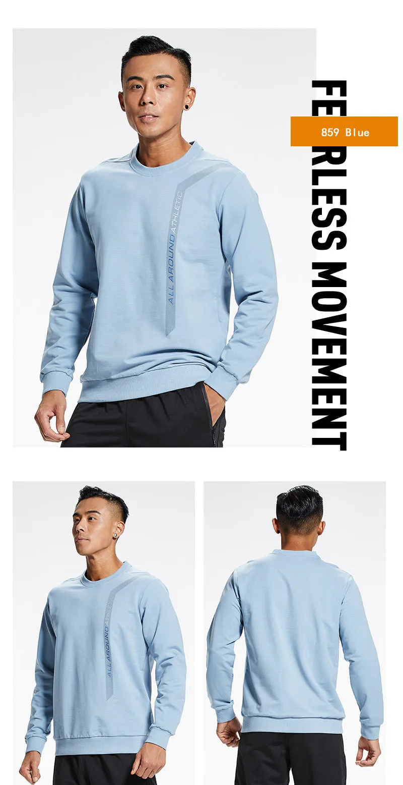 Sportswear men Pullover autumn winter new round neck Gym training casual loose long sleeve trend Outdoor hiking camping top