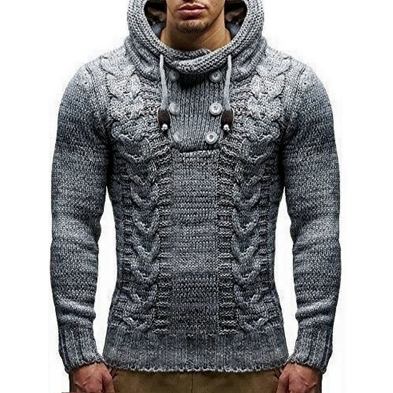 MJARTORIA Autumn Winter Men s Hooded Sweaters Male Sweaters Cotton Jumper Man Fashion Casual Gray Wine 3