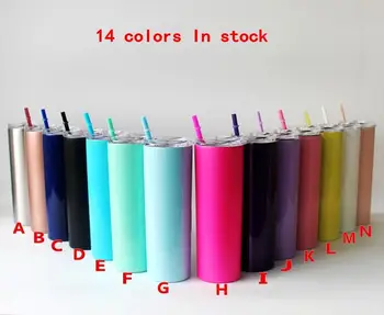 

Hot selling 20oz stainless steel vacuum double wall skinny tumbler with lid and straw straight cup insulated water bottle