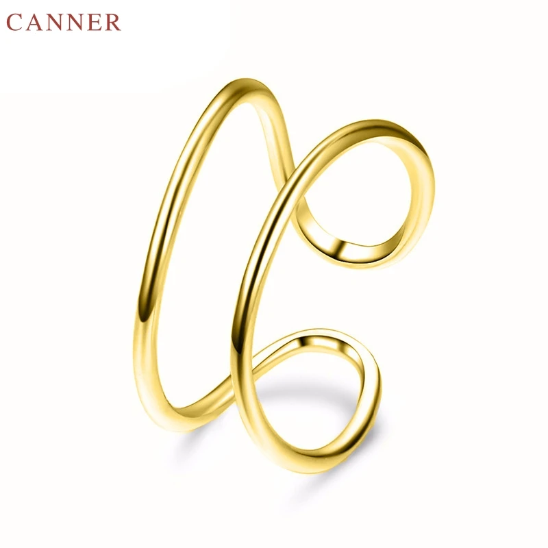 

Double Layer Hollow Cross Rings for Women Girl Stainless Steel Ring Gold/Silver Color Opening Finger Ring Size 7 Jewelry C40