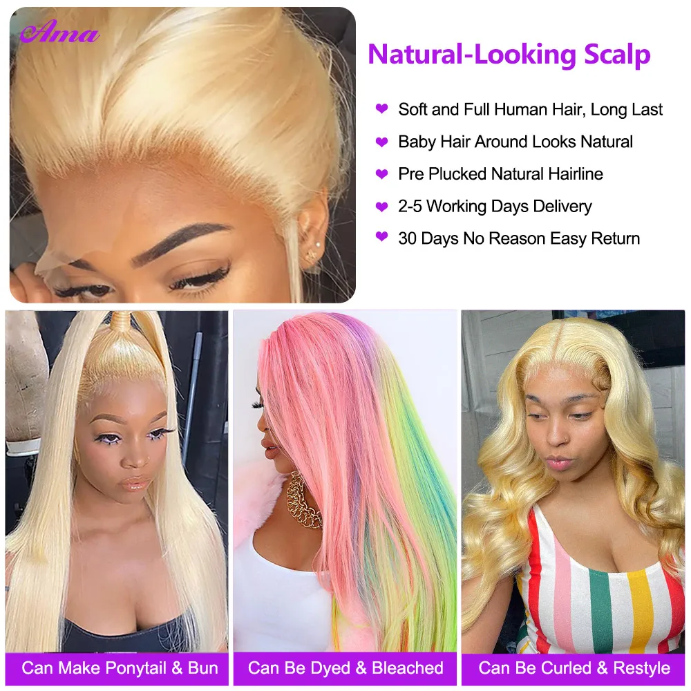 613 Lace Frontal Wig 13x6 13x4 Body Wave Lace Front Wig Pre Plucked 180 Density Blonde Front Human Hair human hair wig lace front wig human hair wigs front lace wig