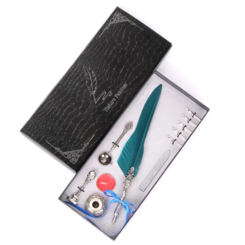 New European Feather Pen Creative Business Gift Signature Pen Personality Design Multicolor Student High Quality Stationery Set