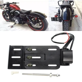

Motorcycle Side-Mount License Plate Frame Fender License Plate LED Taillight For Sportster XL 1200 883 Models