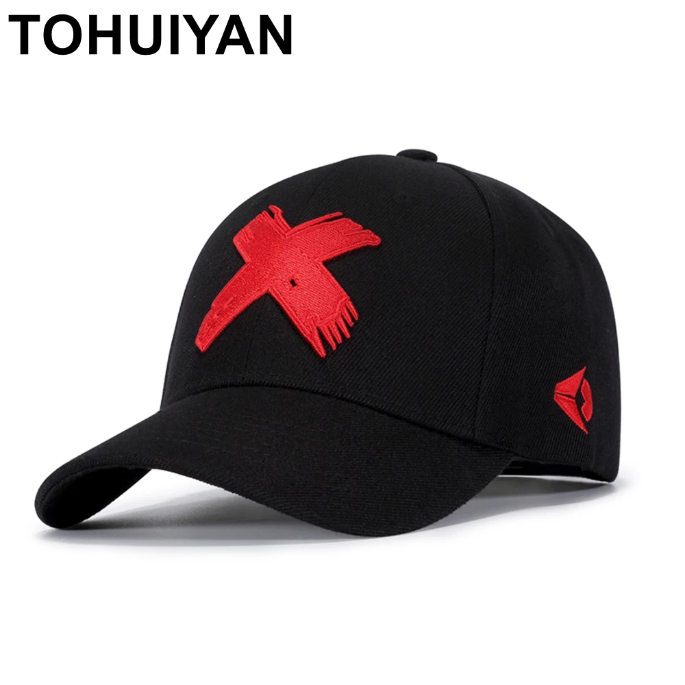 TOHUIYAN большой X вышивка бейсбол кепки для мужчин панк дизайн жесткая шляпа с завязками женщин Регулируемый установлены s Лето Осень Casquette