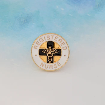 

"Registered Nurse" Red Cross Round Enamel Metal Brooch Cross Angel Wing Enamel Pin Nurse Graduation Fashion Gift Jewellery