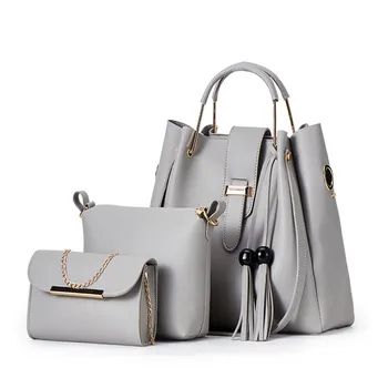 

3Pcs/Set Bags For Women Handbag 2020 PU Leather Shoulder Bags Casual Tote Tassel Top Handle Designer Bag Composite Messenger Bag