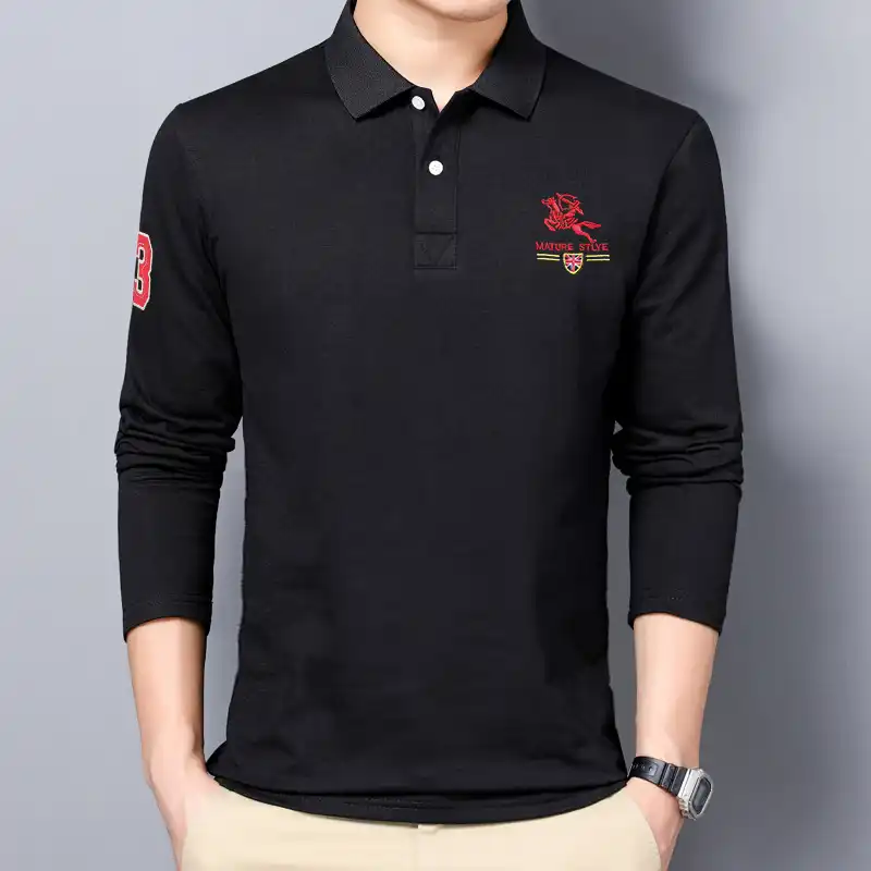 コットン秋の新メンズ長袖ポロシャツシャツカジュアル刺繍ブランドメンズポロシャツファッションラペル男性m 3xlトップス ポロ Aliexpress