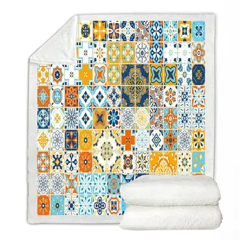 

Boho Blanket Retro Nation Throw Blanket Decorative Pattern Sherpa Fleeece Blanket Soft Light Wight Plush Blanket For Sofa Bedroo