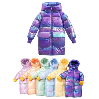 

Kids Winter Jacket For Girls 2020 Bright iridescent Thicken Girls Winter Coat Hooded Velour Winter Girls Parka Down Jackets Outw