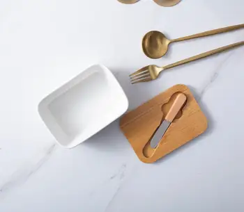 

Nordic Style SveBake Butter Dish Cheese Container with Wood Lid multifunctioning Serving Tray