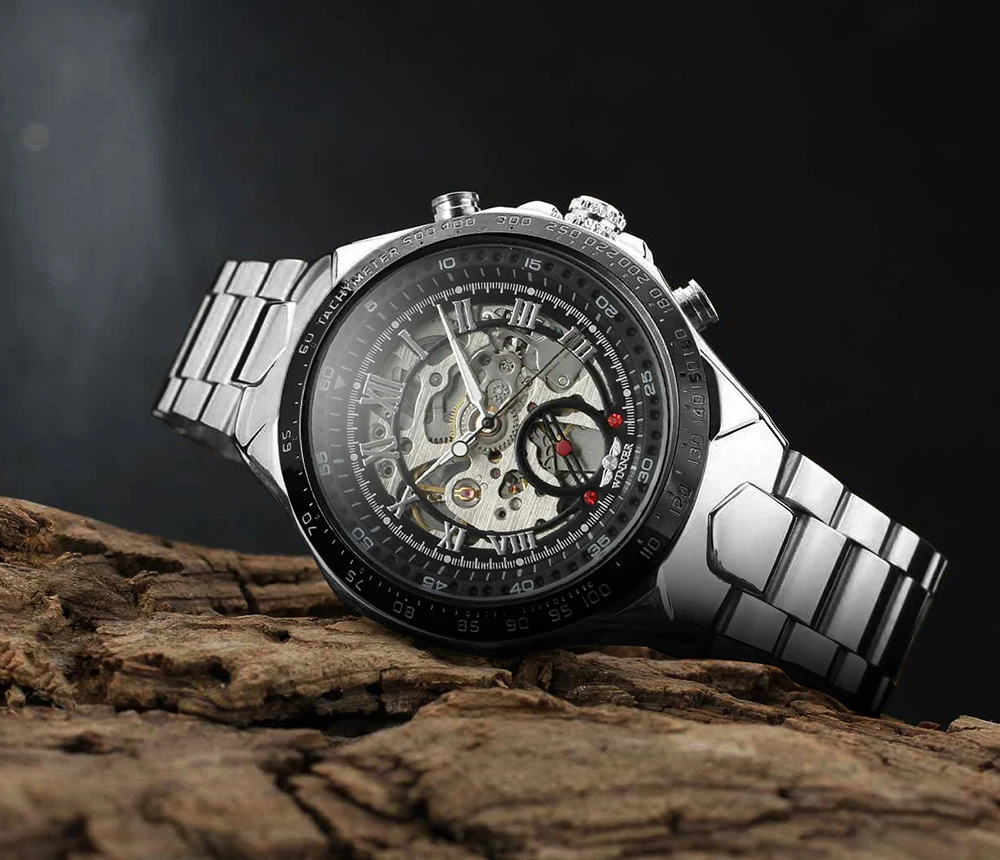WINNER официальный Винтаж Мужские часы Лидирующий бренд Роскошные автоматические механические часы с скелетом медный стальной Ремешок Модные наручные часы