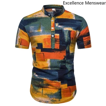 

Mens Hawaiian Shirt Male Casual Beach Shirts Short Sleeve Men Summer Printing Shirt Men Casual Vintage Stylish 2019 Seaside LL