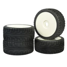 4PCS RC 1:8 auf Road Auto-Buggy Gummi Reifen Reifen & Kunststoff Weiß Rad Felgen Straße Reifen HUB HEX 17 Mm Haben Schaum Einsätze Rc Auto(China)