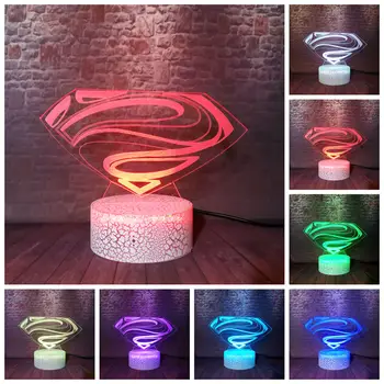 

Luminous Batman v Superman Logo Model 3D Illusion LED Nightlight Colorful Changing Desk Light Bat Man Figuras Light-up Toys