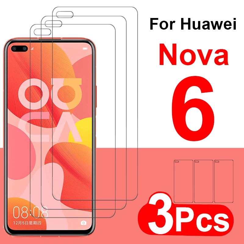 1 3 шт nova 6 Защитное стекло для huawei 6nova защита экрана huavei hauwei novo бронированная