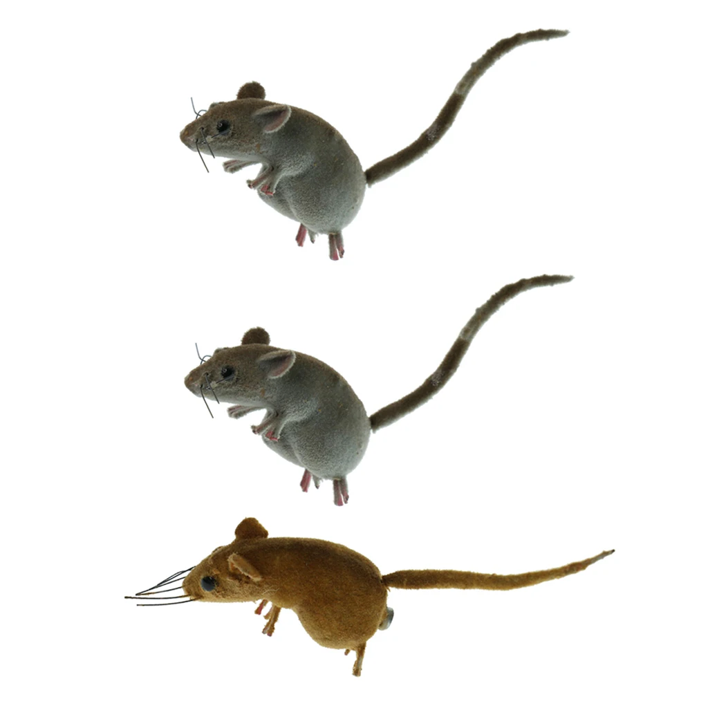 3 Pieces Realistic Mouse Sculpture Lifelike Mice Ornament Animal Statues for Outdoor Garden Lawn Decor