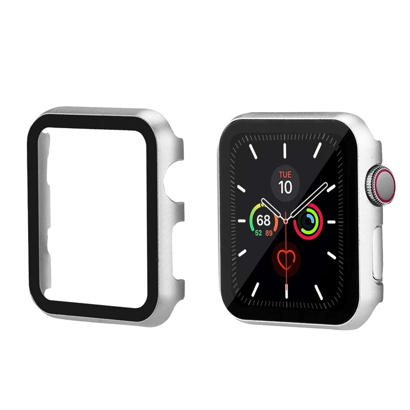 Защитный чехол для Apple Watch Series 5 4 3 2 1 40/44/42/38 мм с защитной металлической крышкой, жесткая тонкая ПЭТ пленка для iWatch