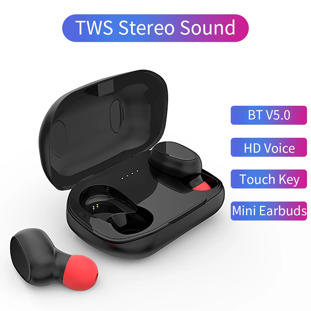 

NEW TWS Bluetooth Earphone V5.0 Stereo Wireless Earbus HIFI Sound Sport Earphones touch control Mini Headset with Mic for Phone