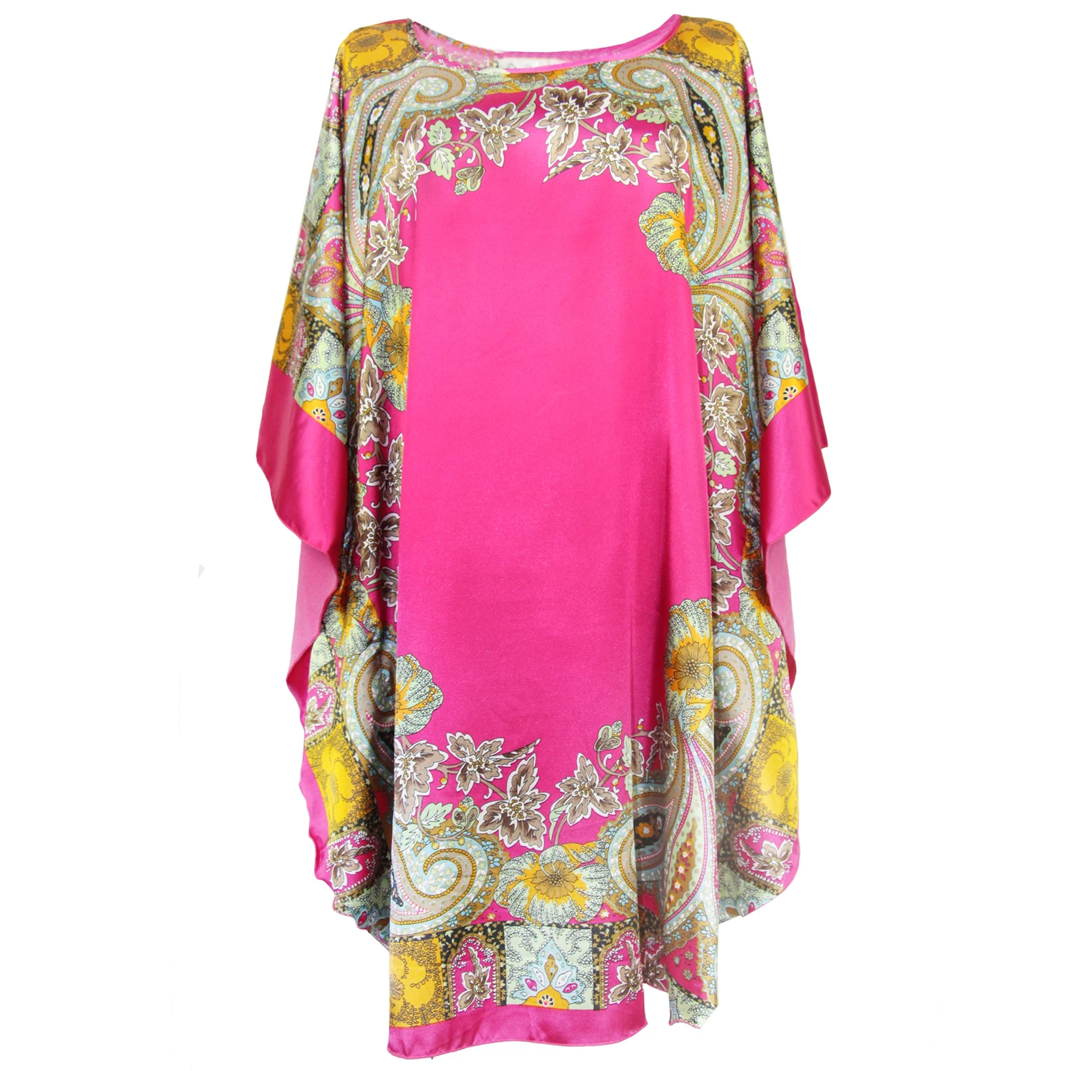 Chinese Vintage Print Lady Robe Dress Nightgown Summer Nightdress Sleepwear Women Satin Rayon Nightwear Bath Gown One Size