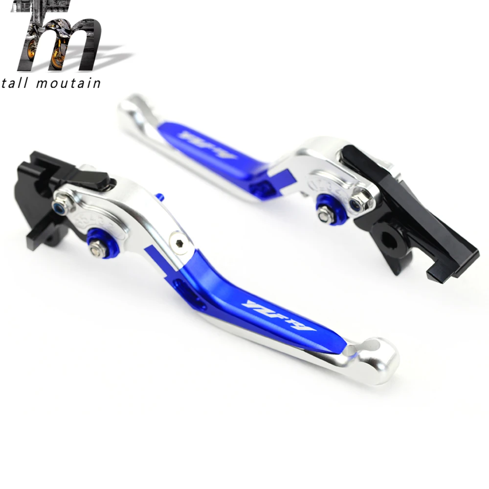 Brake Clutch Lever For YAMAHA YZFR1 YZF-R1 1999 2000 2001 Blue+Silver Motorcycle Adjustable Folding Extendable Logo YZF R1