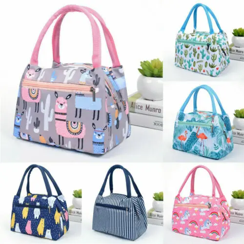 Bolsa de almuerzo con estampado de dibujos animados, refrigerador térmico aislado portátil, bolsa para comida