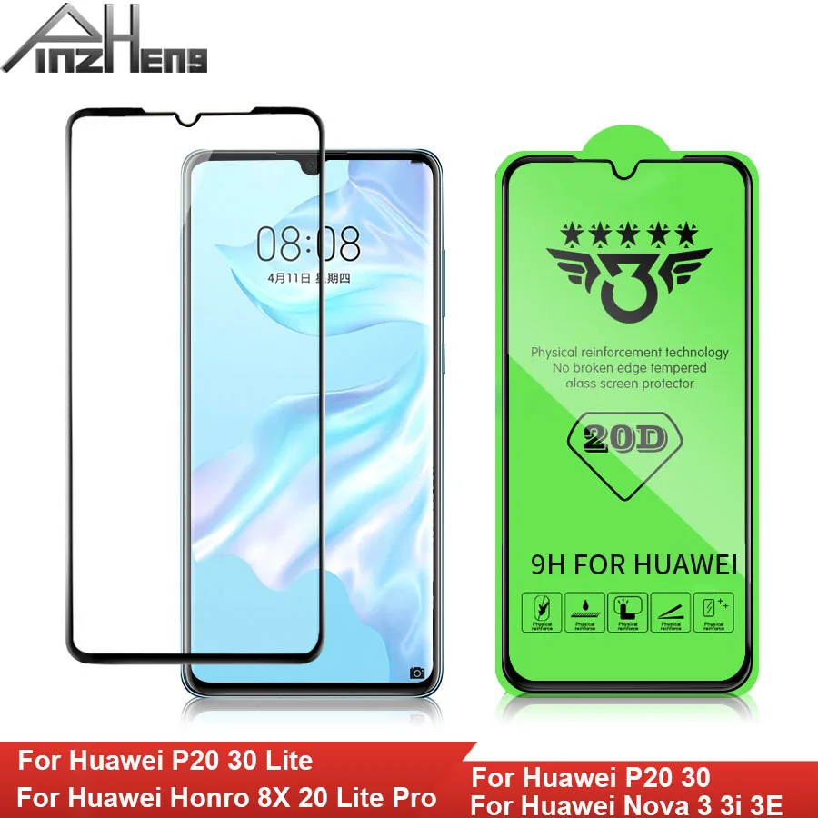 Закаленное стекло 20D для Huawei P20 P30 Lite Honor 8X 20 Pro Защитная пленка экрана Nova 3 3E 3i