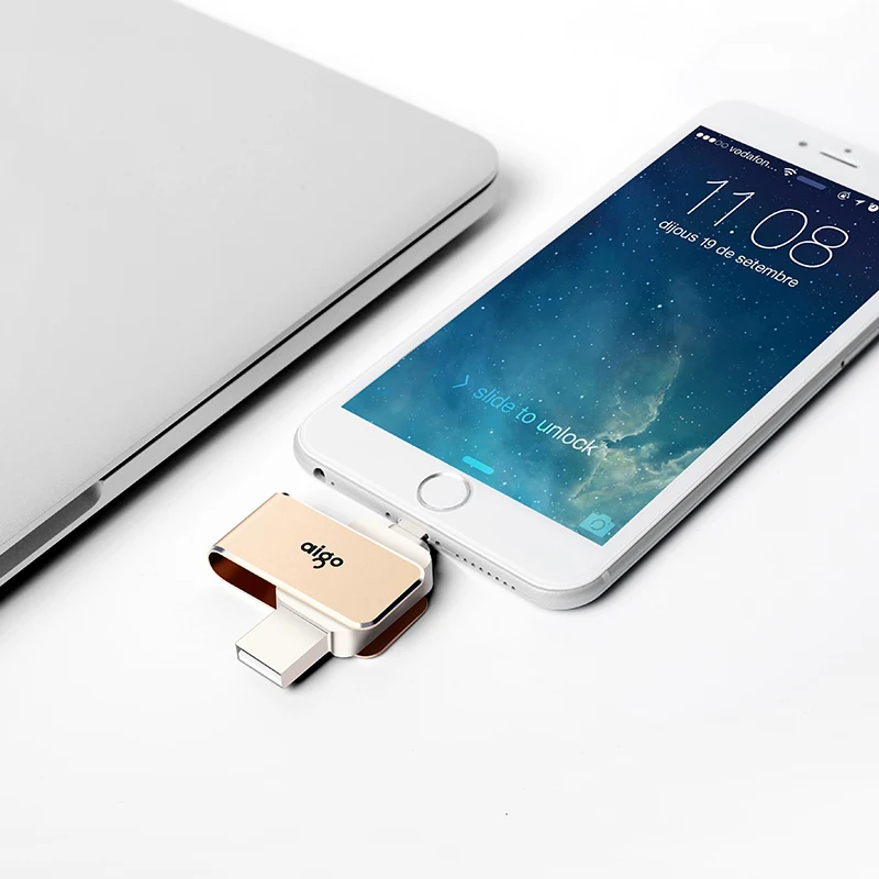 Aigo 128G 360 ° вращающийся высокоскоростной металлический usb 3 0 для iphone ipad двойной