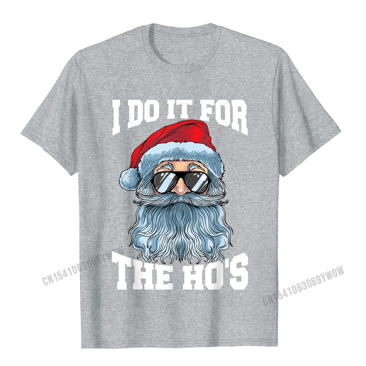 Oversized Geek Cool Top T-shirts O-Neck 100% Cotton Male Tops Tees Short Sleeve Summer Cool Tops & Tees Free Shipping I Do It For The Hos Inappropriate Christmas Funny Santa T-Shirt__735 grey