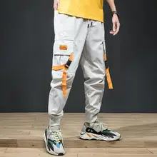 Мужские одноцветные Свободные повседневные Комбинезоны, модные подростковые Большие размеры с несколькими карманами, штаны-шаровары с девятью острыми пучками