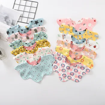 

360 Degrees Arc Rotate Children's Bib Baby Cotton Bib Newborn Bib Cute Cotton Baby Waterproof Burp Bib Infant Saliva Towels Bibs