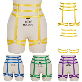

Elastic Garter Belt Cage Leg Strappy Stockings Suspender Women Party Clothing Accessories Body Harness Thigh Metal Ring Adjust